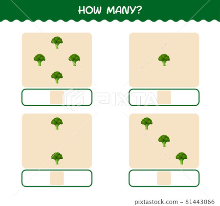 How many cartoon broccoli. Counting game. Educational game for pre shool years kids and toddlers How many cartoon broccoli. Counting game. Educational game for pre shool years kids and toddlers 81443066