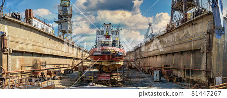 Dry dock in the  Chernomorsk Shipyard 81447267