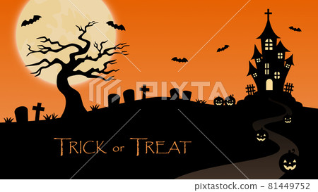 Halloween full moon night trick or treat background material 81449752