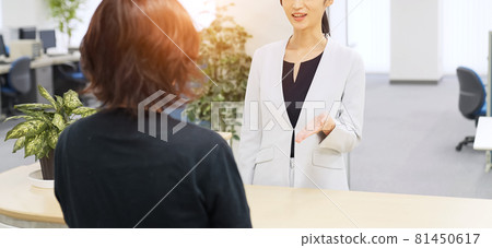 Female customer service image at reception Service counter Female customer service image at reception Service counter 81450617