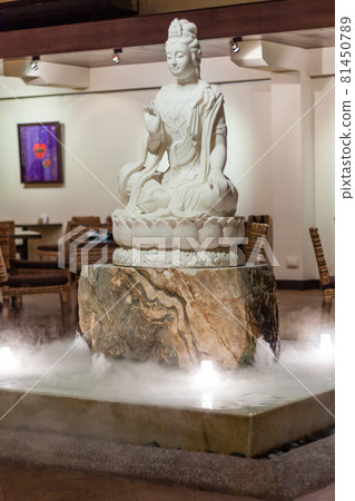 NEW TAIPEI CITY, TAIWAN - JANUARY 27, 2012:  Statues of deities at Guan Dao Guan Ying Temple 81450789