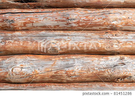 House wall in the village. Russian masonry of logs in the southern Urals. House wall in the village. Russian masonry of logs in the southern Urals. 81451286