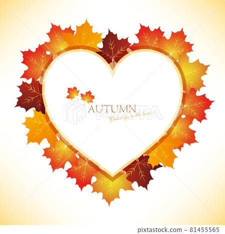 Maple leaf illustration and heart-shaped frame Maple leaf illustration and heart-shaped frame 81455565