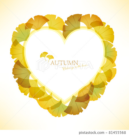 銀杏葉插圖和心形框架 銀杏葉插圖和心形框架 81455568