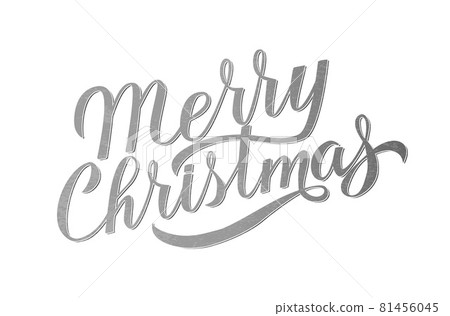 Merry Christmas silver glitter lettering on white background. Celebrations quote hand painted with brush. Holidays typography poster Merry Christmas silver glitter lettering on white background. Celebrations quote hand painted with brush. Holidays typography poster 81456045