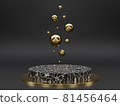 Marble pedestals or podiums with golden frames and decor 3d rendering 81456464