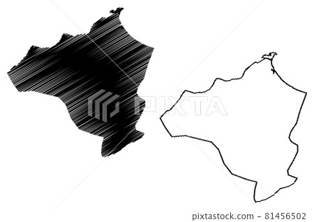 Ben Arous Governorate (Governorates of Tunisia, Republic of Tunisia) map vector illustration, scribble sketch Ben Arous map 81456502