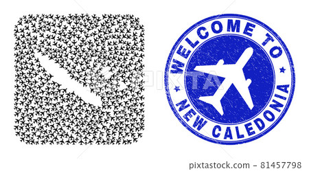 Welcome Scratched Badge and New Caledonia Islands Map Airflight Hole Mosaic Welcome Scratched Badge and New Caledonia Islands Map Airflight Hole Mosaic 81457798