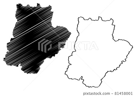 Braganca District (Portuguese Republic, Portugal) map vector illustration, scribble sketch Braganca map 81458001