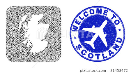 Welcome Watermark Badge and Scotland Map Air Flight Hole Mosaic Welcome Watermark Badge and Scotland Map Air Flight Hole Mosaic 81458472