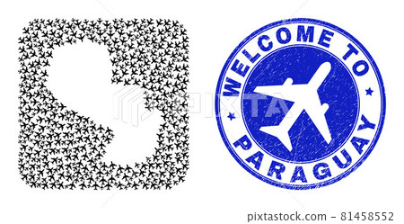 Welcome Rubber Stamp and Paraguay Map Airlines Inverted Mosaic Welcome Rubber Stamp and Paraguay Map Airlines Inverted Mosaic 81458552