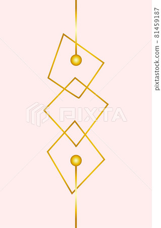 Pastel pink tones and a square frame with a golden outline. Abstract background. Vector illustration 81459187