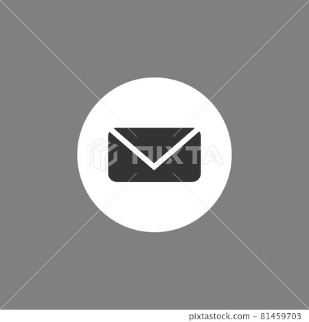 Message icon, email, letter sign, black on white gray background. Vector flat illustration. Message icon, email, letter sign, black on white gray background. Vector flat illustration. 81459703