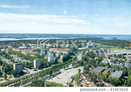 Beautiful top view of the Tampere city at summer day, Finland. Beautiful top view of the Tampere city at summer day, Finland. 81461628