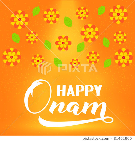 Happy Onam calligraphy background with hand lettering. South Indian Kerala traditional festival. Vector template for banner, typography poster, greeting card, flyer, etc Happy Onam calligraphy background with hand lettering. South Indian Kerala traditional festival. Vector template for banner, typography poster, greeting card, flyer, etc 81461900