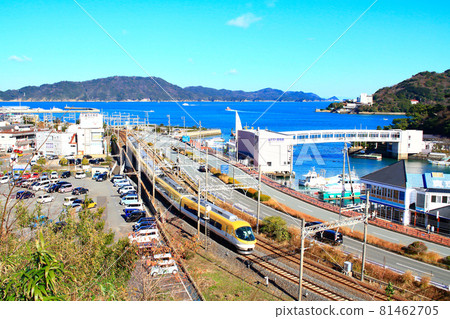 Scenery of Toba City and Kintetsu Limited Express Ise Shima Liner in Mie Prefecture 81462705