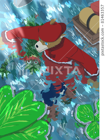 Dog crossing a jungle river Dog crossing a jungle river 81463357