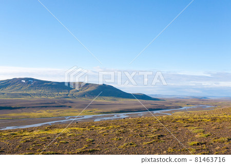 Panorama from Hvitarvatn area, Iceland rural landscape Panorama from Hvitarvatn area, Iceland rural landscape 81463716