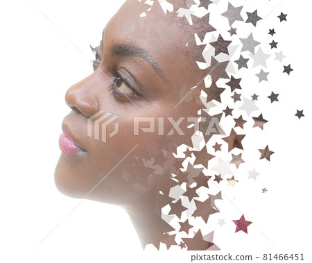 A portrait of an African American woman combined with countless stars 81466451
