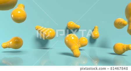 Scattered light bulbs - 3D render 81467848