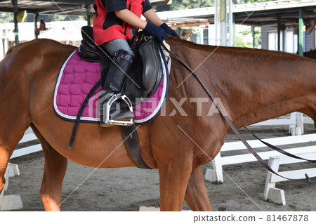 Kids enjoying horseback riding Kids enjoying horseback riding 81467878