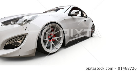 White small sports car coupe. 3d rendering. White small sports car coupe. 3d rendering. 81468726
