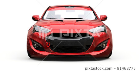 Red small sports car coupe on white background. 3d rendering. Red small sports car coupe on white background. 3d rendering. 81468773