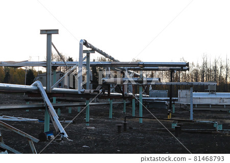 Pipes in various states of dismatle at a closed plant Pipes in various states of dismatle at a closed plant 81468793