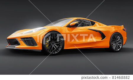 Super sports car on a black background.. 3d illustration. 81468882