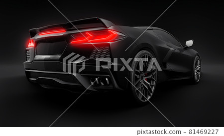 Super sports car on a black background.. 3d illustration. Super sports car on a black background.. 3d illustration. 81469227