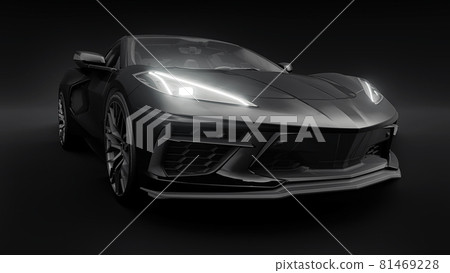 Super sports car on a black background.. 3d illustration. Super sports car on a black background.. 3d illustration. 81469228