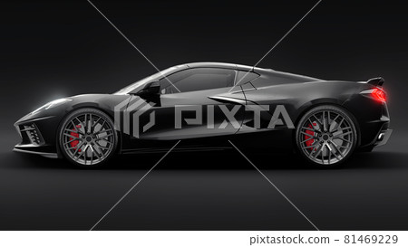 Super sports car on a black background.. 3d illustration. Super sports car on a black background.. 3d illustration. 81469229