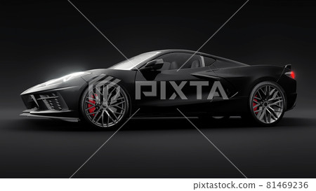 Super sports car on a black background.. 3d illustration. Super sports car on a black background.. 3d illustration. 81469236