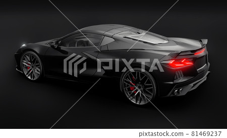 Super sports car on a black background.. 3d illustration. Super sports car on a black background.. 3d illustration. 81469237
