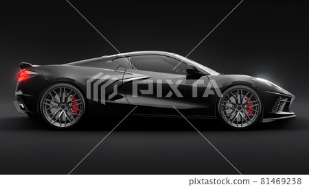 Super sports car on a black background.. 3d illustration. Super sports car on a black background.. 3d illustration. 81469238
