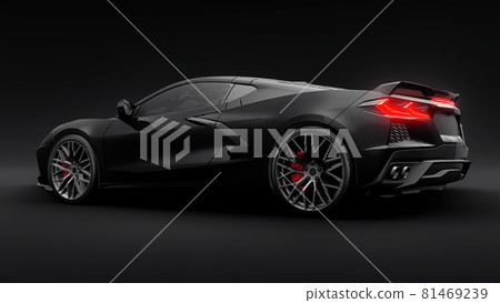 Super sports car on a black background.. 3d illustration. 81469239