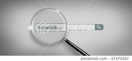 Magnifying glass on Network and Social Media for Search engine optimization and web analytics. Searching Browsing internet Data Information Networking Concept. 3D illustration. 81470262