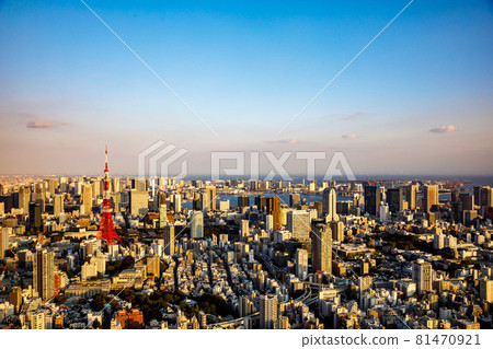 Tokyo skyline at sunset 81470921