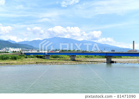 View of Mt. Eboshi from the vicinity of Furufune Bridge / Chikuma River (Ueda City, Nagano Prefecture) [2021.8] 81471090