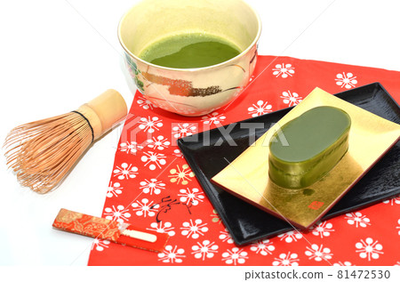 抹茶紅福茶抹茶碗和抹茶水羊羹 抹茶紅福茶抹茶碗和抹茶水羊羹 81472530