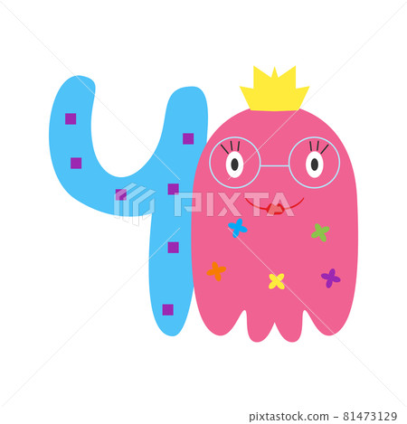 Monster pink girl cute and festive number four 81473129