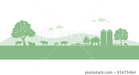 Ranch landscape silhouette Ranch landscape silhouette 81473464