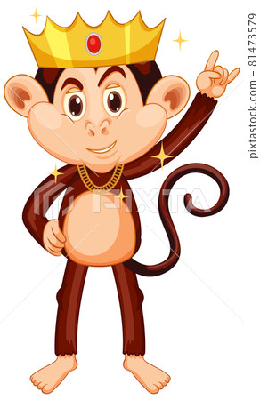 Monkey wearing crown cartoon character 81473579