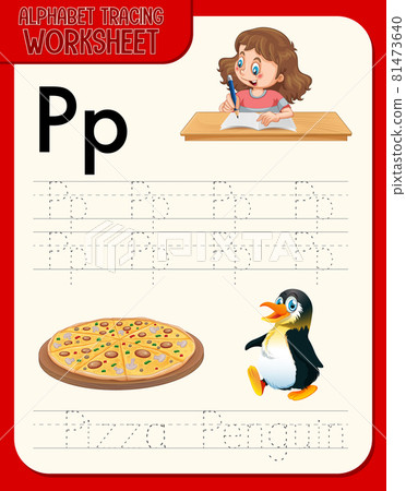 Alphabet tracing worksheet with letter P and p 81473640
