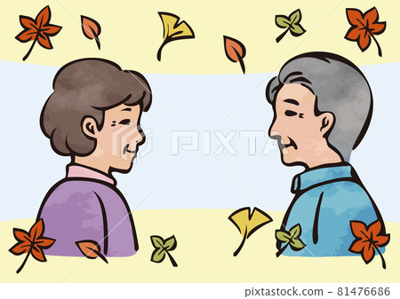 Respect for the Aged Day Autumn Watercolor Hand-painted Grandparents Men and Women Elderly People Background Frame Copy Space Illustration Material 81476686
