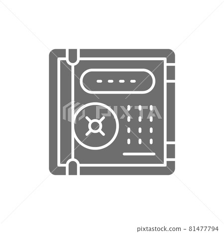 Electronic safe, personal protection, cryptography grey icon. Electronic safe, personal protection, cryptography grey icon. 81477794