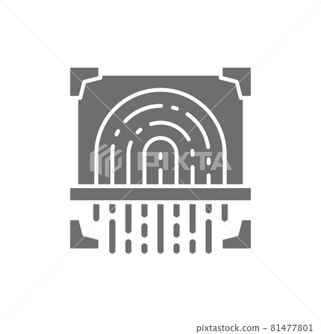 Fingerprint scan, cryptographic signature, identity grey icon. Fingerprint scan, cryptographic signature, identity grey icon. 81477801