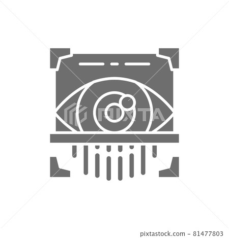 Eye scan, retina scanner, id identity grey icon. 81477803