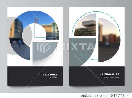 Vector layout of A4 cover mockups design templates for brochure, flyer layout, booklet, cover design, book, brochure cover. Background with circle round banners. Corporate business concept template. 81477804