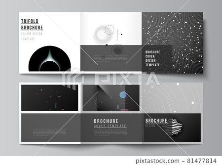 Vector layout of square format covers design templates for trifold brochure, flyer, magazine, cover design, book design, brochure cover. Tech science future background, space astronomy concept. 81477814